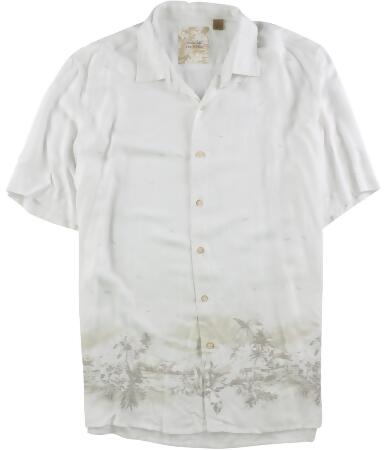 Tasso Elba Mens Textured Scenic Button Up Shirt - L