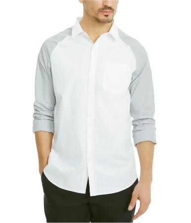 Kenneth Cole Mens Pocket Raglan Button Up Shirt - M