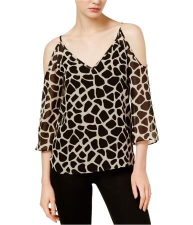 Bar Iii Womens Giraffe Knit Blouse - L