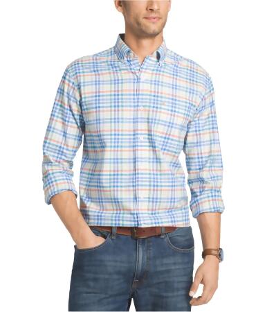 Izod Mens Plaid Button Up Shirt - S