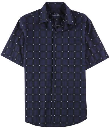 Tasso Elba Mens Grid Button Up Shirt - M