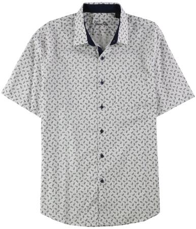 Tasso Elba Mens Diamond Page Button Up Shirt - L