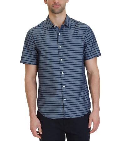 Nautica Mens Striped Chambray Button Up Shirt - M