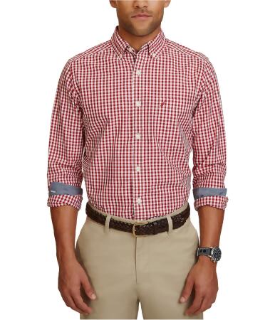 Nautica Mens Classic Gingham Button Up Shirt - S