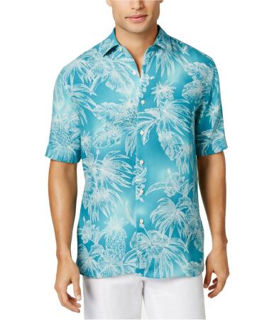 Tasso Elba Mens Tropical Foliage Button Up Shirt - S