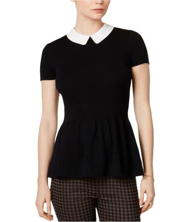 Maison Jules Womens Collared Peplum Knit Sweater - M