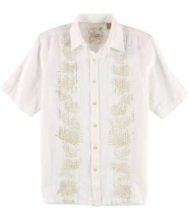 Tasso Elba Mens Palm Pintucked Button Up Shirt - M
