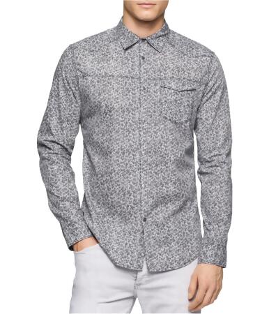 Calvin Klein Mens Netting Bar Button Up Shirt - XL
