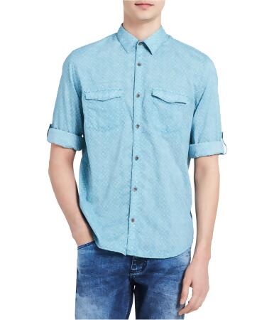 Calvin Klein Mens Roll Tab Button Up Shirt - L