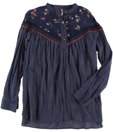 Free People Womens Floral Stripe Pullover Blouse - S