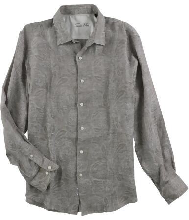 Tasso Elba Mens Linen Jacquard Button Up Shirt - L