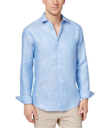 Tasso Elba Mens Linen Jacquard Button Up Shirt - XL