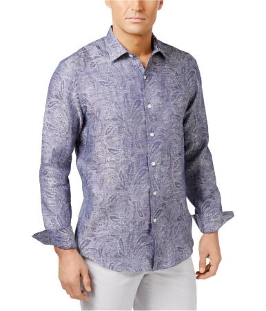 Tasso Elba Mens Linen Jacquard Button Up Shirt - XL