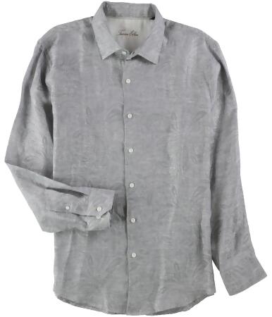 Tasso Elba Mens Linen Jacquard Button Up Shirt - M