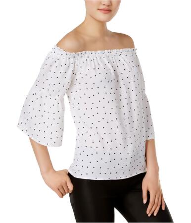 Kensie Womens Polka In The Dots Pullover Blouse - L