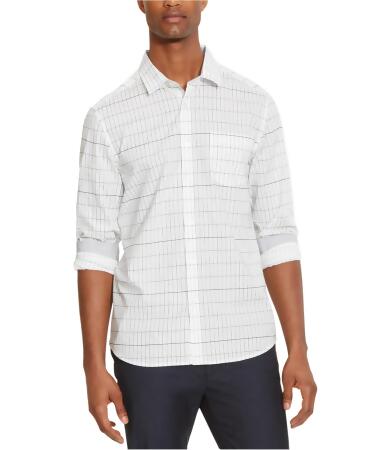 Kenneth Cole Mens Grid Button Up Shirt - M