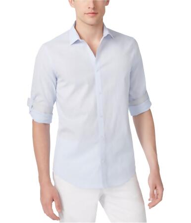 Calvin Klein Mens Seersucker Button Up Shirt - L