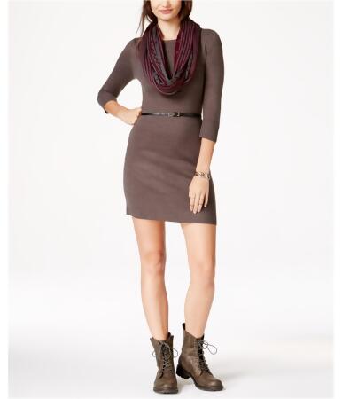 Bcx Womens Solid Belted Sweater Dress - M