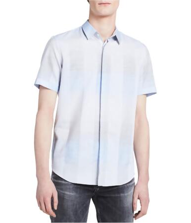 Calvin Klein Mens Covered-Placket Button Up Shirt - L