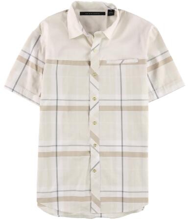 Sean John Mens Textured Short Sleeve Button Up Shirt - M