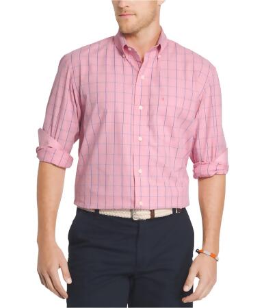 Izod Mens Essential Windowpane Button Up Shirt - S