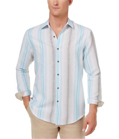 Tasso Elba Mens Vertical Linen Button Up Shirt - S