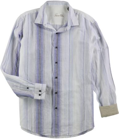 Tasso Elba Mens Vertical Linen Button Up Shirt - S