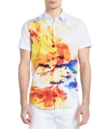 Calvin Klein Mens Exploded Print Button Up Shirt - XS