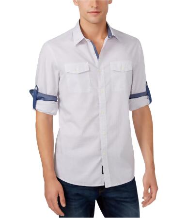 Michael Kors Mens Wyatt Check Button Up Shirt - M