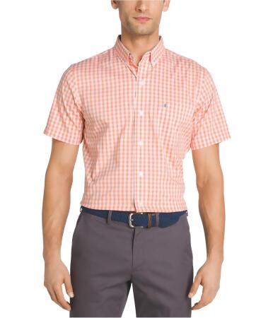 Izod Mens Poplin Check Button Up Shirt - S