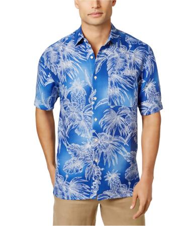 Tasso Elba Mens Tropical Foliage Button Up Shirt - S