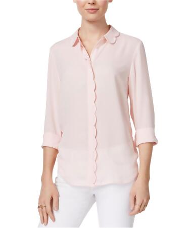 Maison Jules Womens Scallop-Detail Button Up Shirt - XS