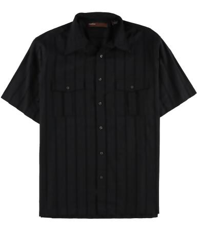 Perry Ellis Mens Double Pocket Texture Button Up Shirt - L