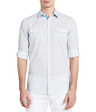 Calvin Klein Mens Sleeve Roll Up Voile Button Up Shirt - 2XL