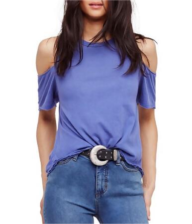 Free People Womens Taurus Cold Shoulders Basic T-Shirt - L