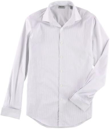 Kenneth Cole Mens Broken Stripe Button Up Dress Shirt - 15
