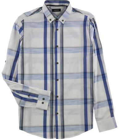 Alfani Mens Sarason Plaid Button Up Shirt - L