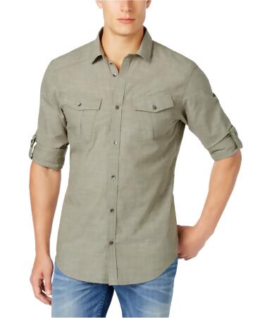 I-n-c Mens Textured Utility Button Up Shirt - XL