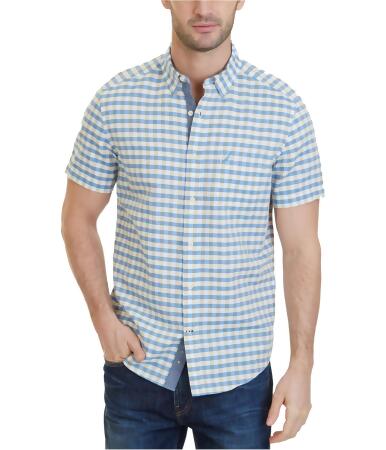 Nautica Mens Linen-Blend Button Up Shirt - M