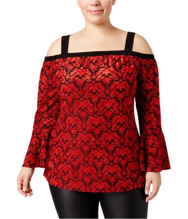Ny Collection Womens Cold-Shoulder Knit Blouse - 3X