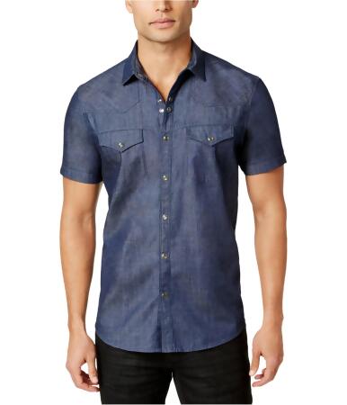 I-n-c Mens Denim Button Up Shirt - L