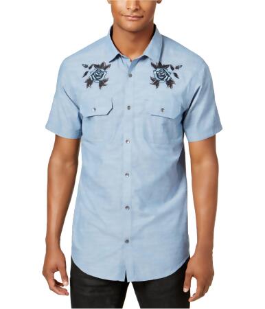 I-n-c Mens Blue Roses Button Up Shirt - S