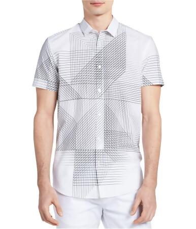 Calvin Klein Mens 3D Linear Button Up Shirt - 2XL