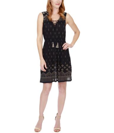 Lucky Brand Womens Embellished Lace-Up A-Line Dress - S
