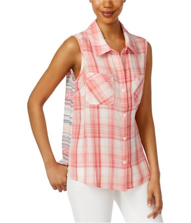 Style Co. Womens Mixed-Print Button Up Shirt - L