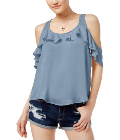 Crave Fame Womens Ruffled Knit Blouse - S