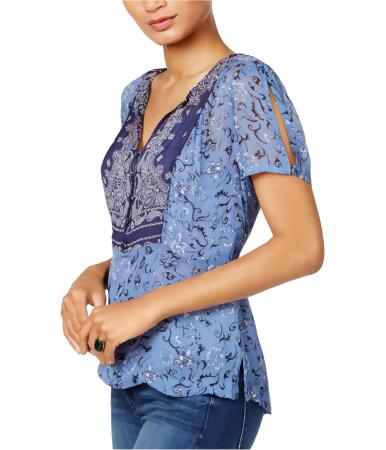 Lucky Brand Womens Scarf Print Knit Blouse - M