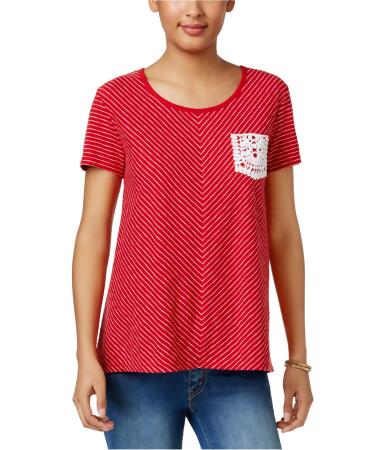 Style Co. Womens Lace Eyelet Basic T-Shirt - L