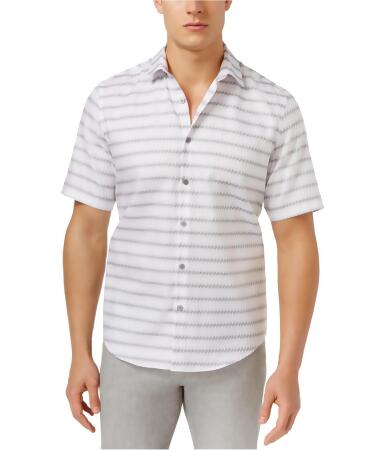 Alfani Mens Jagged Stripe Button Up Shirt - L