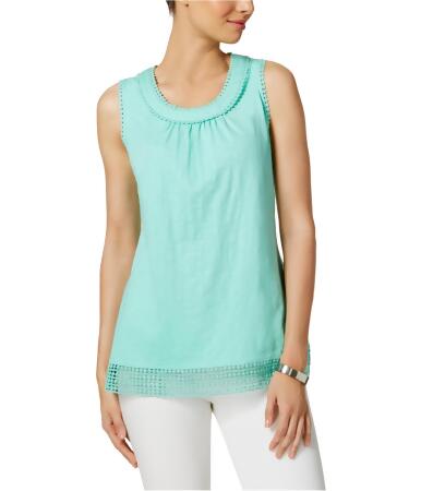 Charter Club Womens Crochet-Trim Tank Top - L